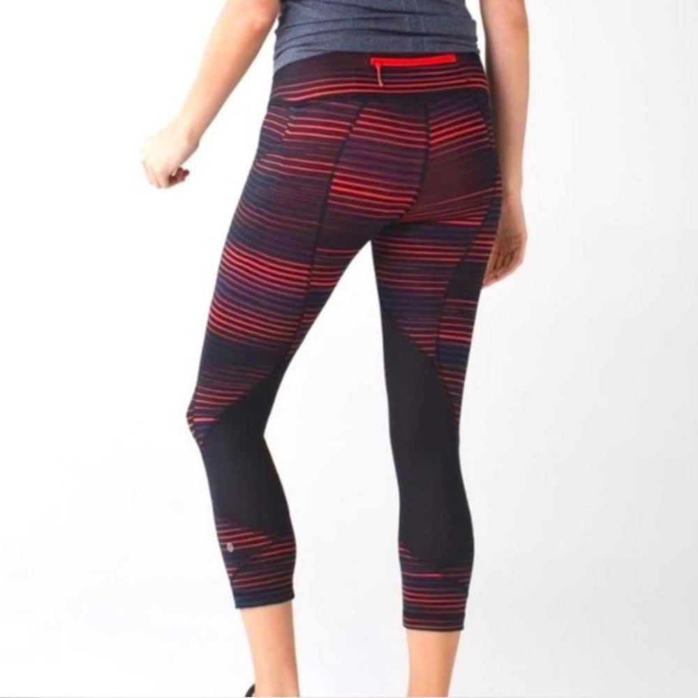Lululemon Pace Rival Crop Mesh Leggings Twisted Dune Alarming Black Size 6